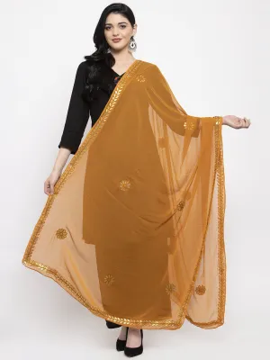 Women'S Mustard Gotta Patti Chiffon Dupatta