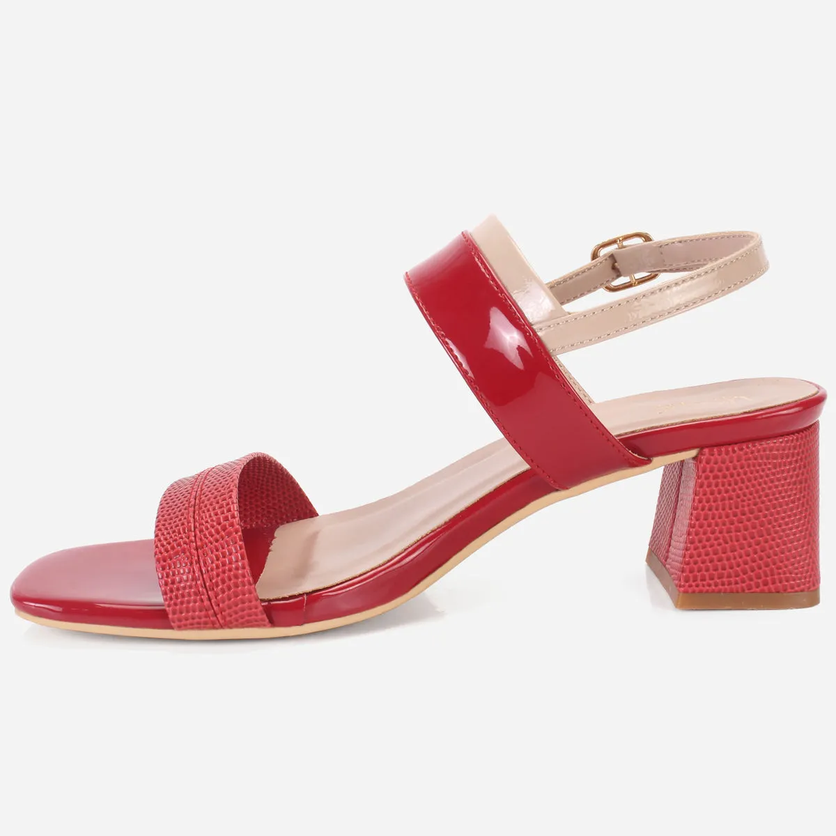 Womens "GLAZIA" Patent Block Heel Sandals