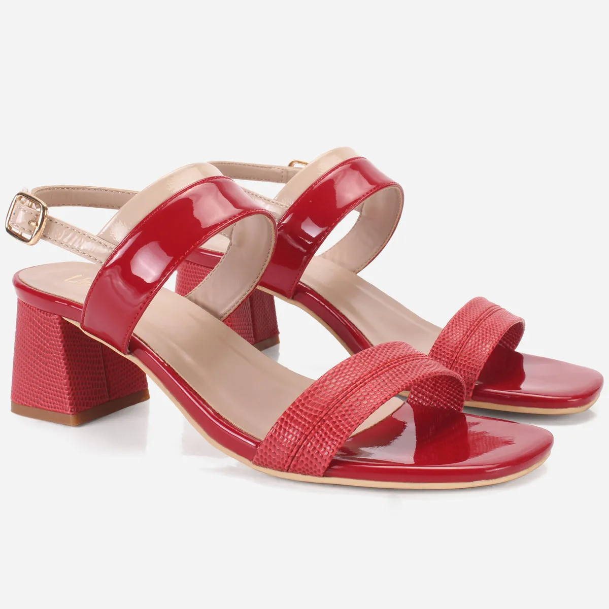 Womens "GLAZIA" Patent Block Heel Sandals