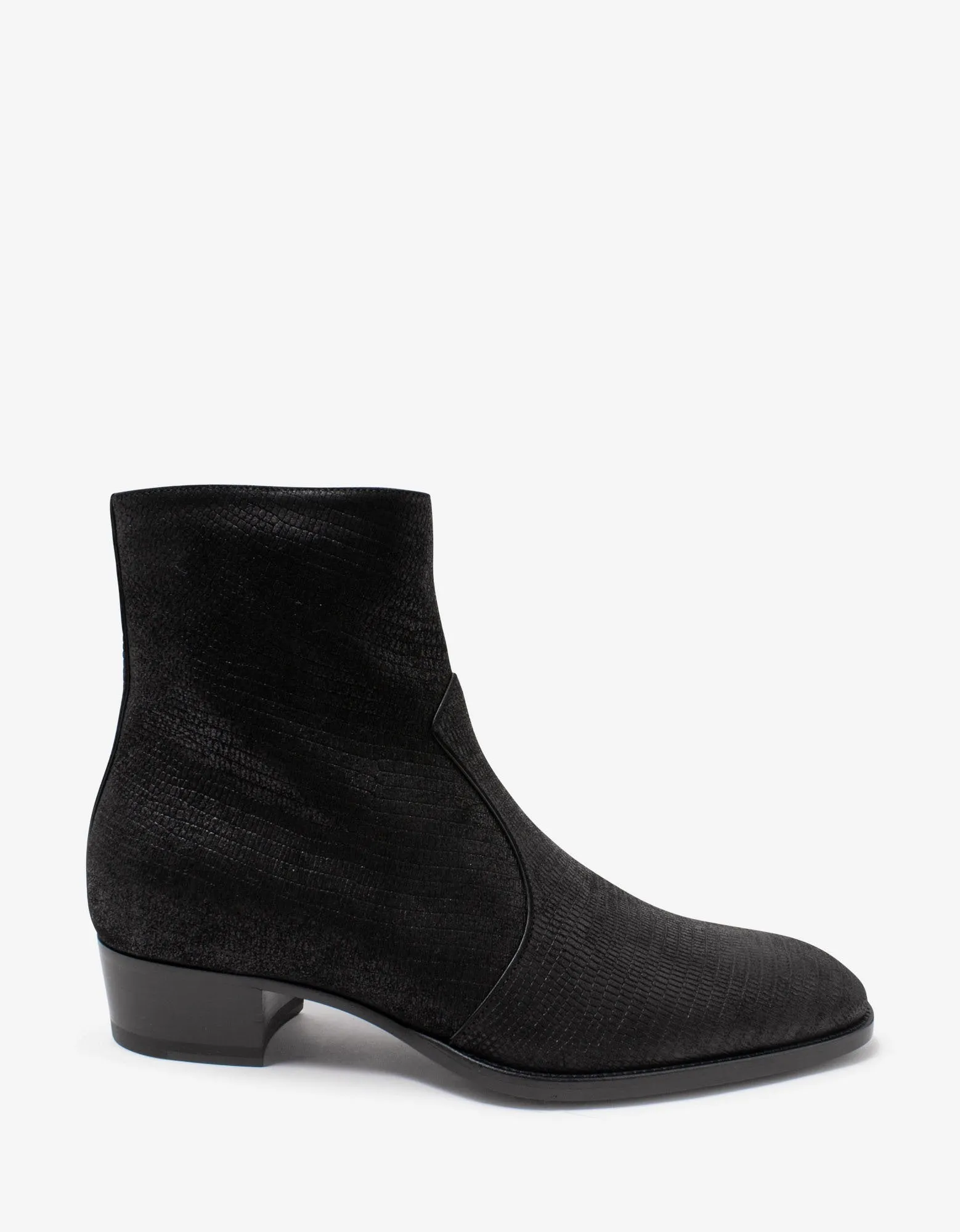 Wyatt Black Lizard Embossed Ankle Boots